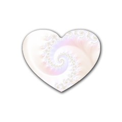 Mother Of Pearls Luxurious Fractal Spiral Necklace Heart Coaster (4 Pack)  by jayaprime