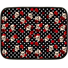 Skulls And Roses Fleece Blanket (mini) by Valentinaart