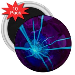 Beautiful Bioluminescent Sea Anemone Fractalflower 3  Magnets (10 Pack)  by jayaprime