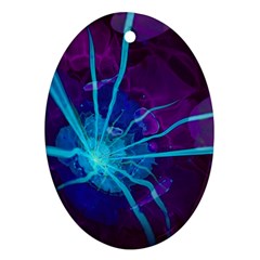 Beautiful Bioluminescent Sea Anemone Fractalflower Oval Ornament (two Sides) by jayaprime