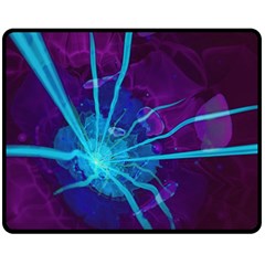 Beautiful Bioluminescent Sea Anemone Fractalflower Fleece Blanket (medium)  by jayaprime