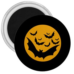 Bats Moon Night Halloween Black 3  Magnets