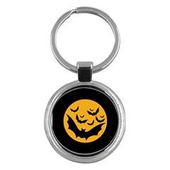 Bats Moon Night Halloween Black Key Chains (round)  by Alisyart