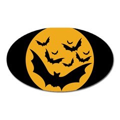 Bats Moon Night Halloween Black Oval Magnet