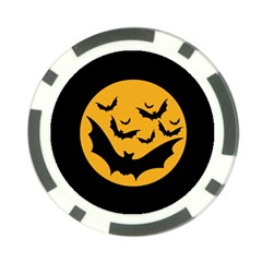 Bats Moon Night Halloween Black Poker Chip Card Guard