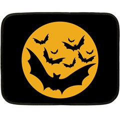 Bats Moon Night Halloween Black Double Sided Fleece Blanket (mini) 