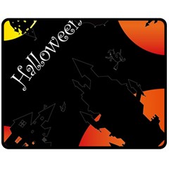 Castil Witch Hlloween Sinister Night Home Bats Double Sided Fleece Blanket (medium)  by Alisyart