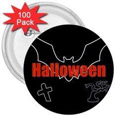 Halloween Bat Black Night Sinister Ghost 3  Buttons (100 Pack) 