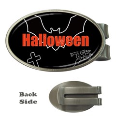 Halloween Bat Black Night Sinister Ghost Money Clips (oval)  by Alisyart