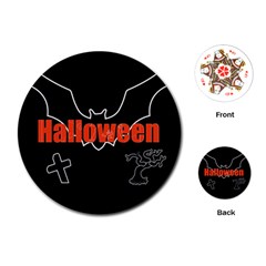 Halloween Bat Black Night Sinister Ghost Playing Cards (round) 