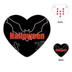 Halloween Bat Black Night Sinister Ghost Playing Cards (heart)  by Alisyart