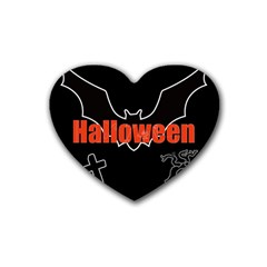 Halloween Bat Black Night Sinister Ghost Rubber Coaster (heart) 
