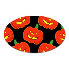 Halloween Party Pumpkins Face Smile Ghost Orange Black Oval Magnet