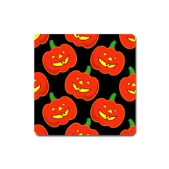 Halloween Party Pumpkins Face Smile Ghost Orange Black Square Magnet by Alisyart