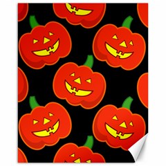 Halloween Party Pumpkins Face Smile Ghost Orange Black Canvas 16  X 20   by Alisyart