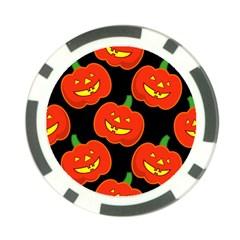 Halloween Party Pumpkins Face Smile Ghost Orange Black Poker Chip Card Guard