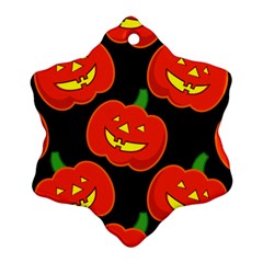 Halloween Party Pumpkins Face Smile Ghost Orange Black Snowflake Ornament (two Sides)