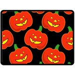 Halloween Party Pumpkins Face Smile Ghost Orange Black Double Sided Fleece Blanket (Large)  80 x60  Blanket Front