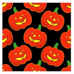 Halloween Party Pumpkins Face Smile Ghost Orange Black Large Satin Scarf (square) by Alisyart