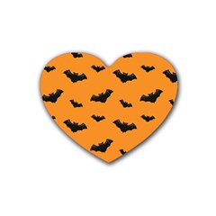 Halloween Bat Animals Night Orange Heart Coaster (4 Pack) 