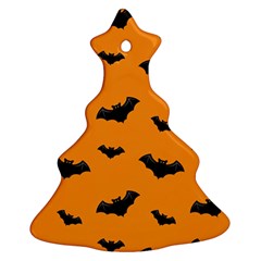 Halloween Bat Animals Night Orange Christmas Tree Ornament (two Sides)