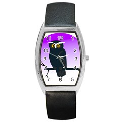 Halloween Owl Bird Animals Night Barrel Style Metal Watch