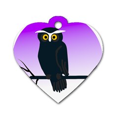 Halloween Owl Bird Animals Night Dog Tag Heart (two Sides)