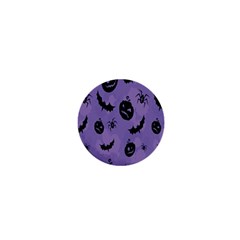 Halloween Pumpkin Bat Spider Purple Black Ghost Smile 1  Mini Buttons by Alisyart