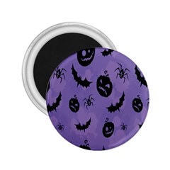 Halloween Pumpkin Bat Spider Purple Black Ghost Smile 2 25  Magnets