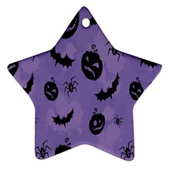 Halloween Pumpkin Bat Spider Purple Black Ghost Smile Ornament (star) by Alisyart