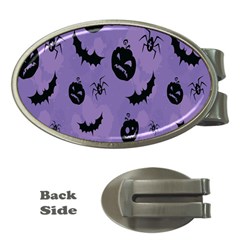 Halloween Pumpkin Bat Spider Purple Black Ghost Smile Money Clips (oval) 