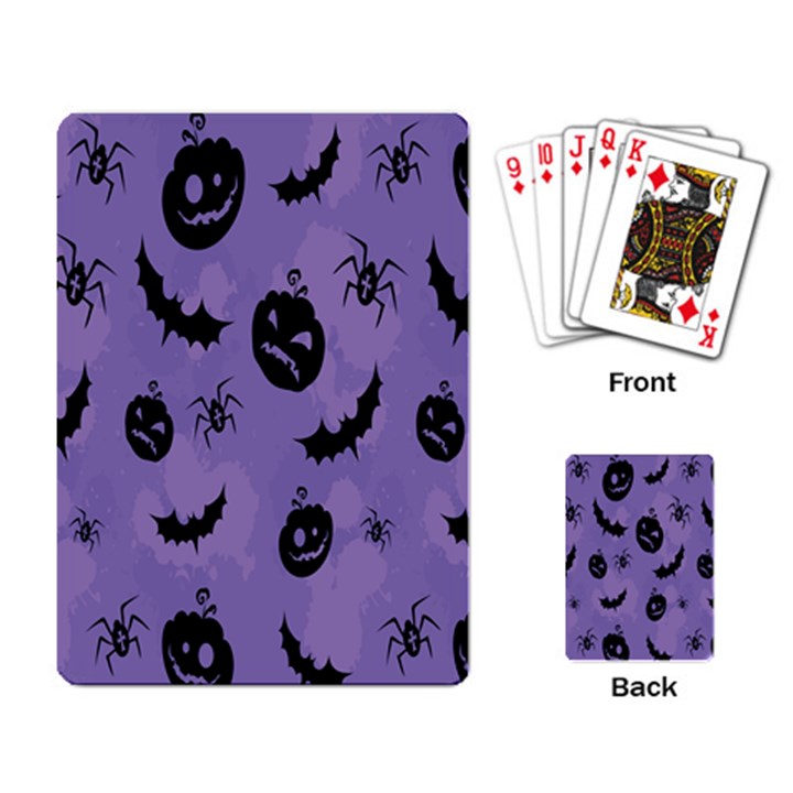 Halloween Pumpkin Bat Spider Purple Black Ghost Smile Playing Card