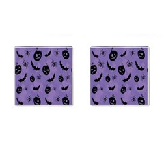 Halloween Pumpkin Bat Spider Purple Black Ghost Smile Cufflinks (square) by Alisyart