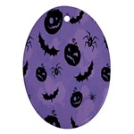 Halloween Pumpkin Bat Spider Purple Black Ghost Smile Oval Ornament (Two Sides) Front