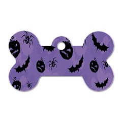 Halloween Pumpkin Bat Spider Purple Black Ghost Smile Dog Tag Bone (one Side) by Alisyart