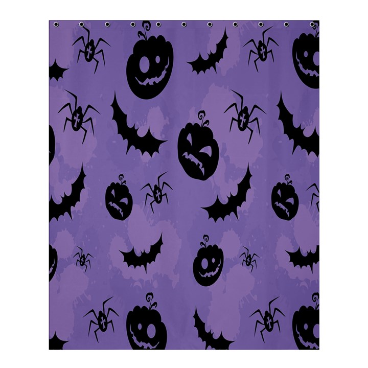Halloween Pumpkin Bat Spider Purple Black Ghost Smile Shower Curtain 60  x 72  (Medium) 