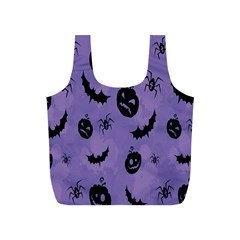 Halloween Pumpkin Bat Spider Purple Black Ghost Smile Full Print Recycle Bags (s)  by Alisyart