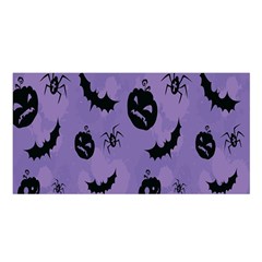 Halloween Pumpkin Bat Spider Purple Black Ghost Smile Satin Shawl