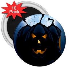 Halloween Pumpkin Dark Face Mask Smile Ghost Night 3  Magnets (10 Pack)  by Alisyart