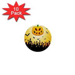 Halloween Pumpkin Bat Party Night Ghost 1  Mini Buttons (10 Pack)  by Alisyart