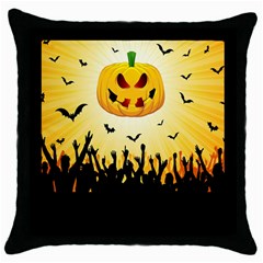 Halloween Pumpkin Bat Party Night Ghost Throw Pillow Case (black)