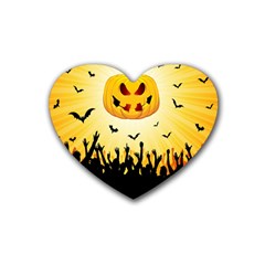 Halloween Pumpkin Bat Party Night Ghost Rubber Coaster (heart) 