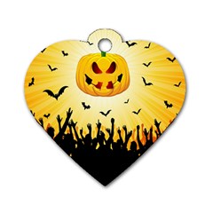 Halloween Pumpkin Bat Party Night Ghost Dog Tag Heart (one Side)