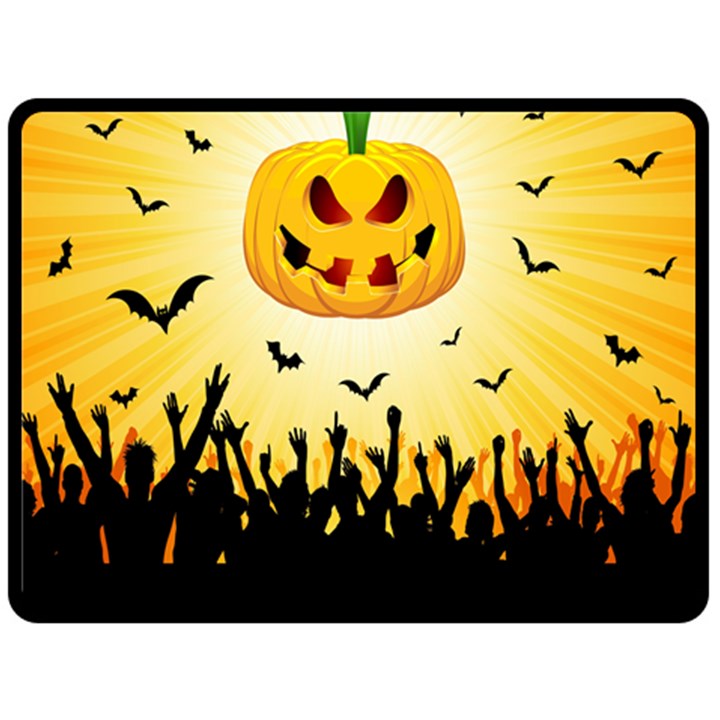 Halloween Pumpkin Bat Party Night Ghost Fleece Blanket (Large) 