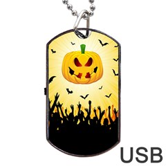 Halloween Pumpkin Bat Party Night Ghost Dog Tag Usb Flash (one Side) by Alisyart