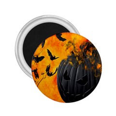 Halloween Pumpkin Bat Ghost Orange Black Smile 2 25  Magnets