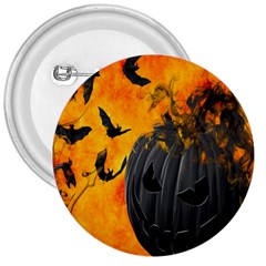 Halloween Pumpkin Bat Ghost Orange Black Smile 3  Buttons by Alisyart