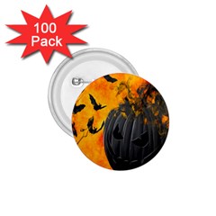 Halloween Pumpkin Bat Ghost Orange Black Smile 1 75  Buttons (100 Pack) 