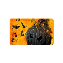 Halloween Pumpkin Bat Ghost Orange Black Smile Magnet (name Card) by Alisyart