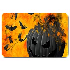 Halloween Pumpkin Bat Ghost Orange Black Smile Large Doormat 